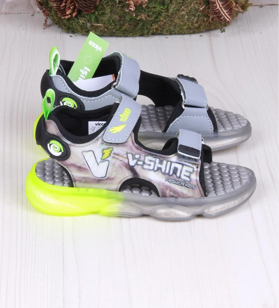 Vicco 332.B25Y.255 Felipe Gri Rahat Esnek Işıklı Erkek Çocuk Sandalet model görseli