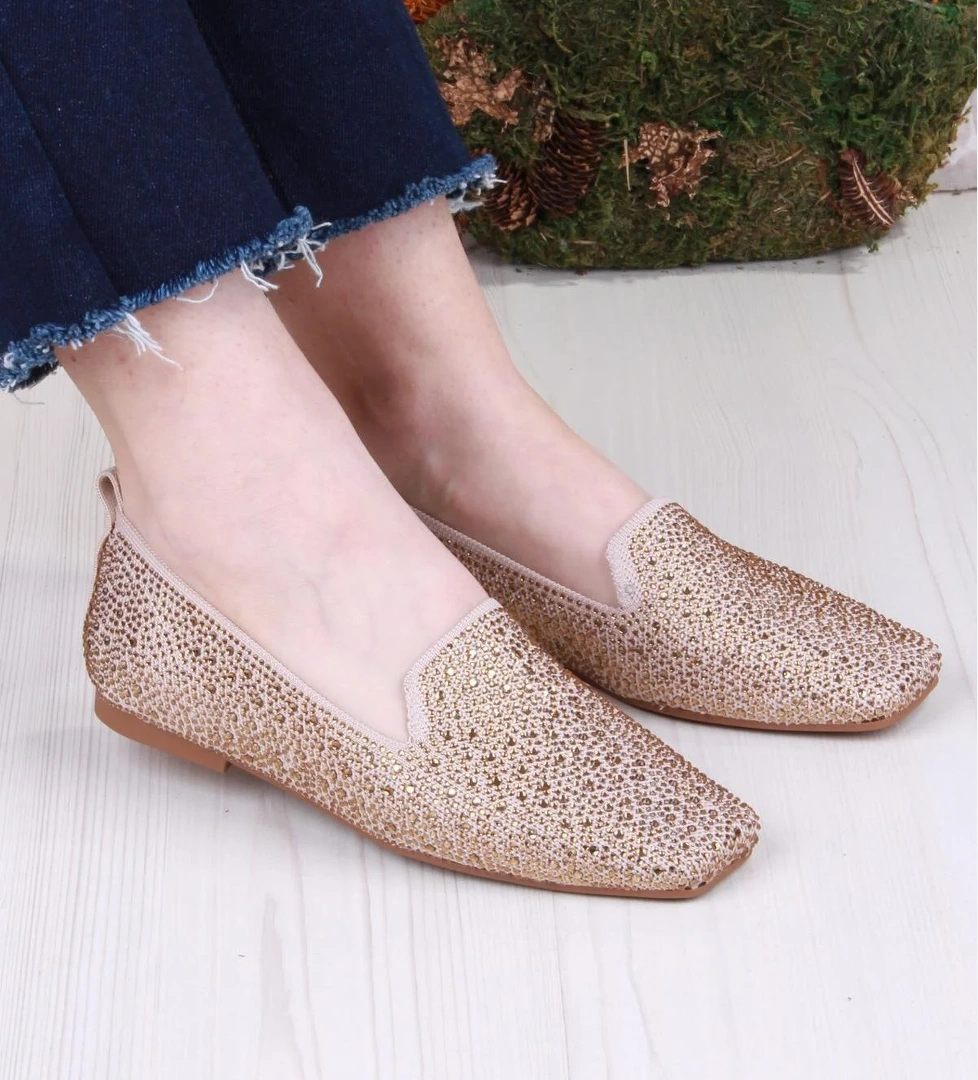 Fort 128-133 Fls Triko Taş Baskı Detaylı Kut Burun Kadın Babet model görseli