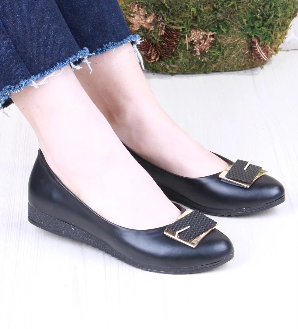 6075 Zeyn Cilt Tokalı Detaylı Yumuşak Rahat Kadın Babet - Görsel 1