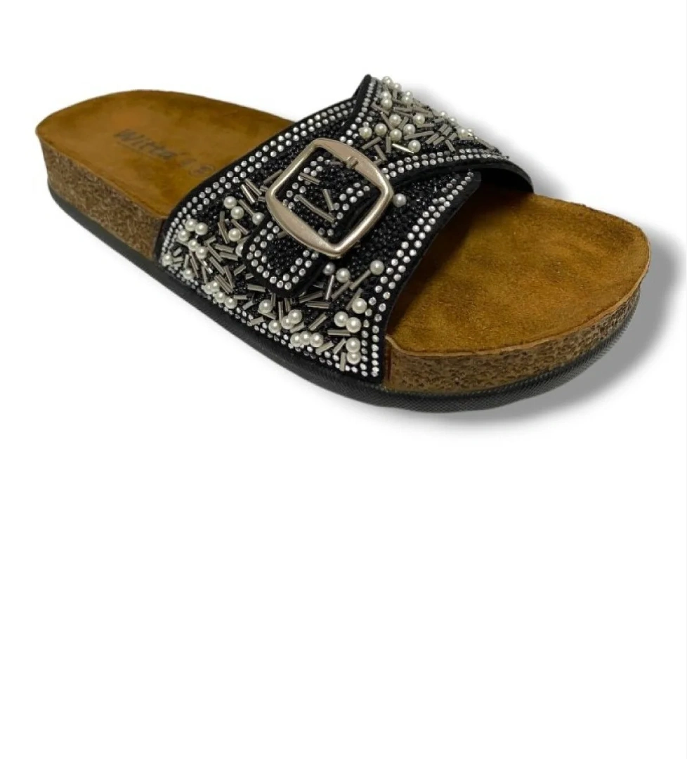 55403-25 Tek Bant Boncuk Taşli Anatomik Kadın Terlik