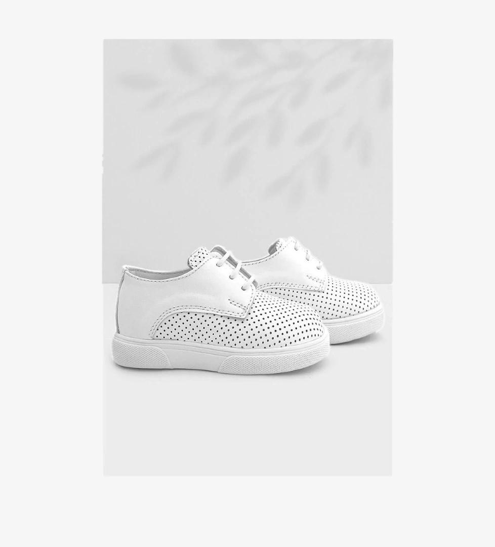 Hakiki Deri Beyaz Lastikli Erkek Çocuk Günlük Ayakkabı - Görsel 1