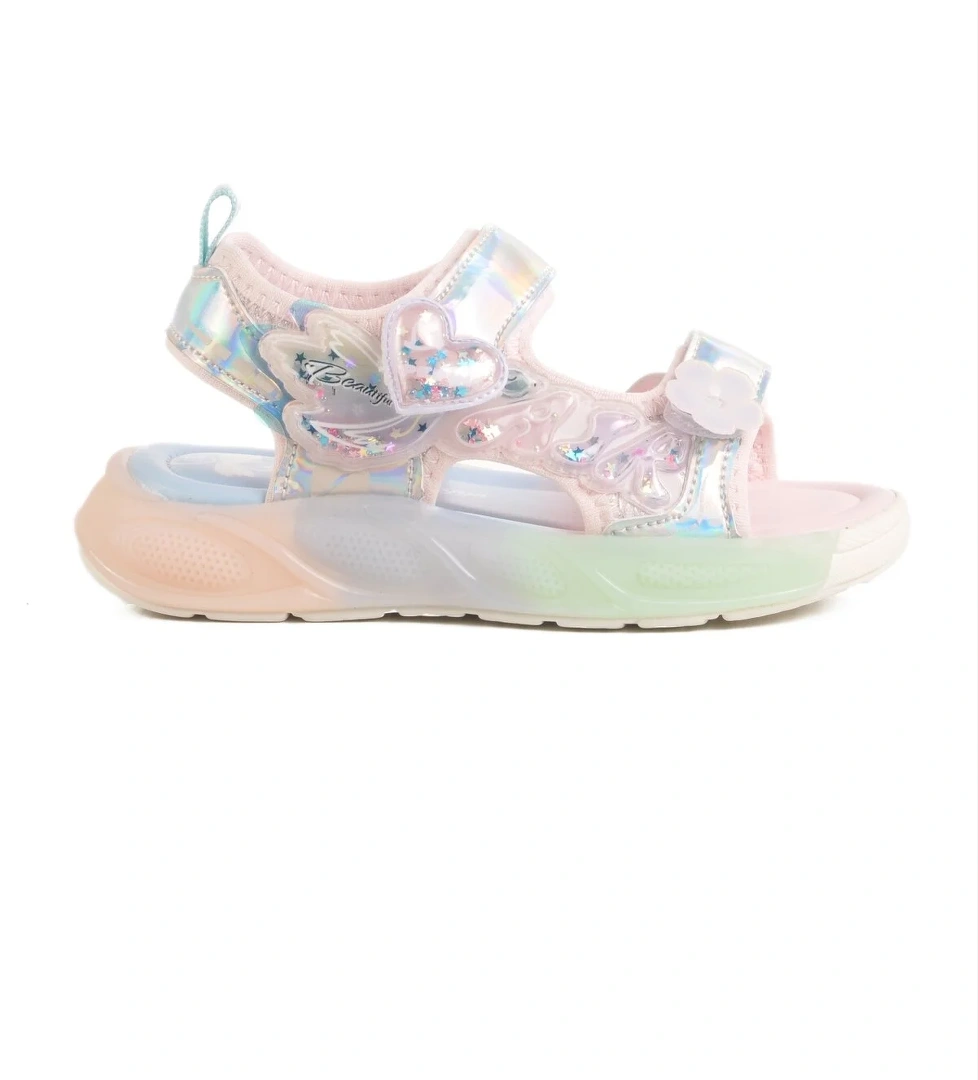 Gümüş Cırtlı Işıklı Anatomik Kız Çocuk Sandalet 1946 P