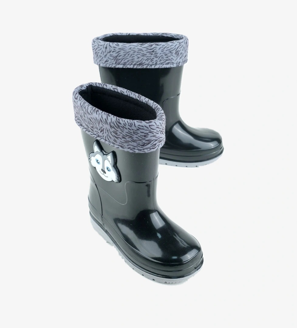 Gezer Gezer Siyah Erkek Çocuk Kışlık PVC İçi Sıcak Astarlı Su Geçirmez Yağmur Bot Çizme | Flo Siyah - 1. görsel