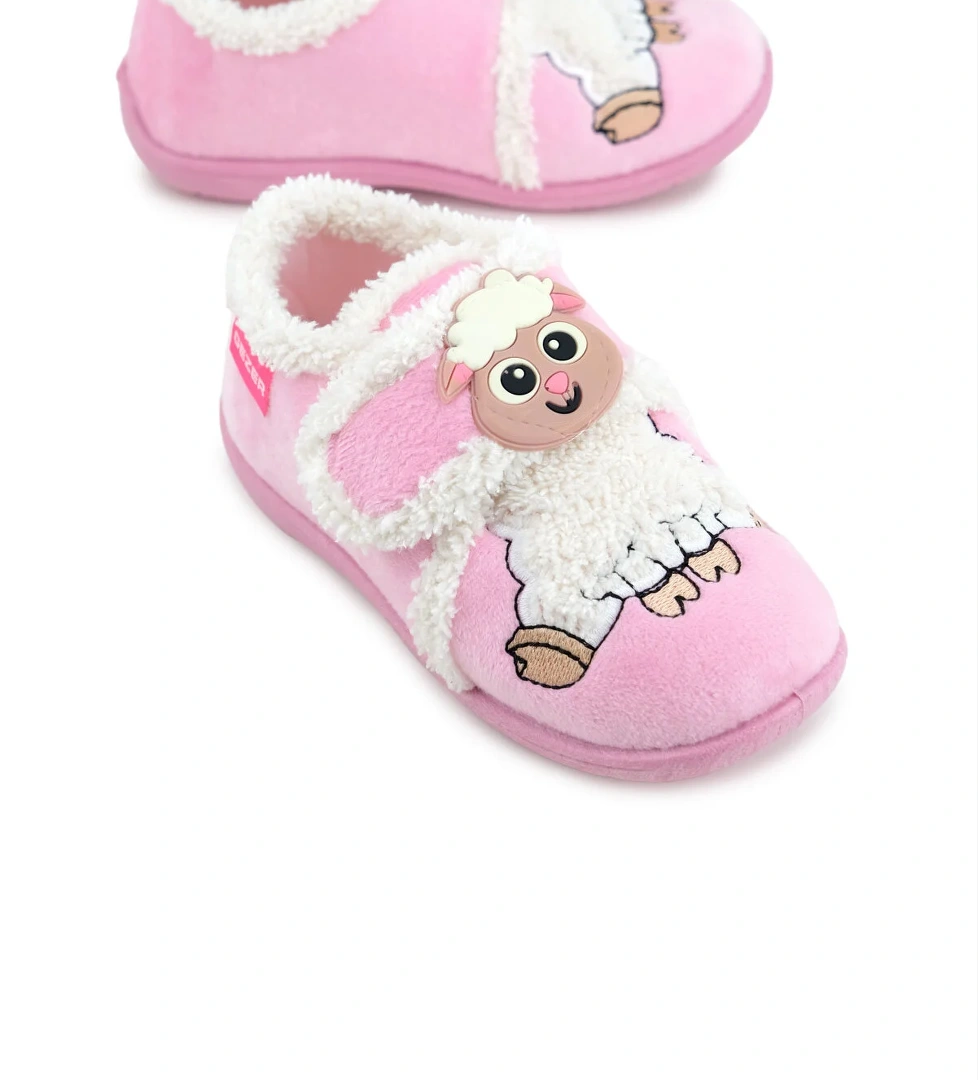 Kışlık Cırtlı Ayarlanabilir Rahat İç Taban Kız Çocuk Panduf Ayakkabı - Görsel 1