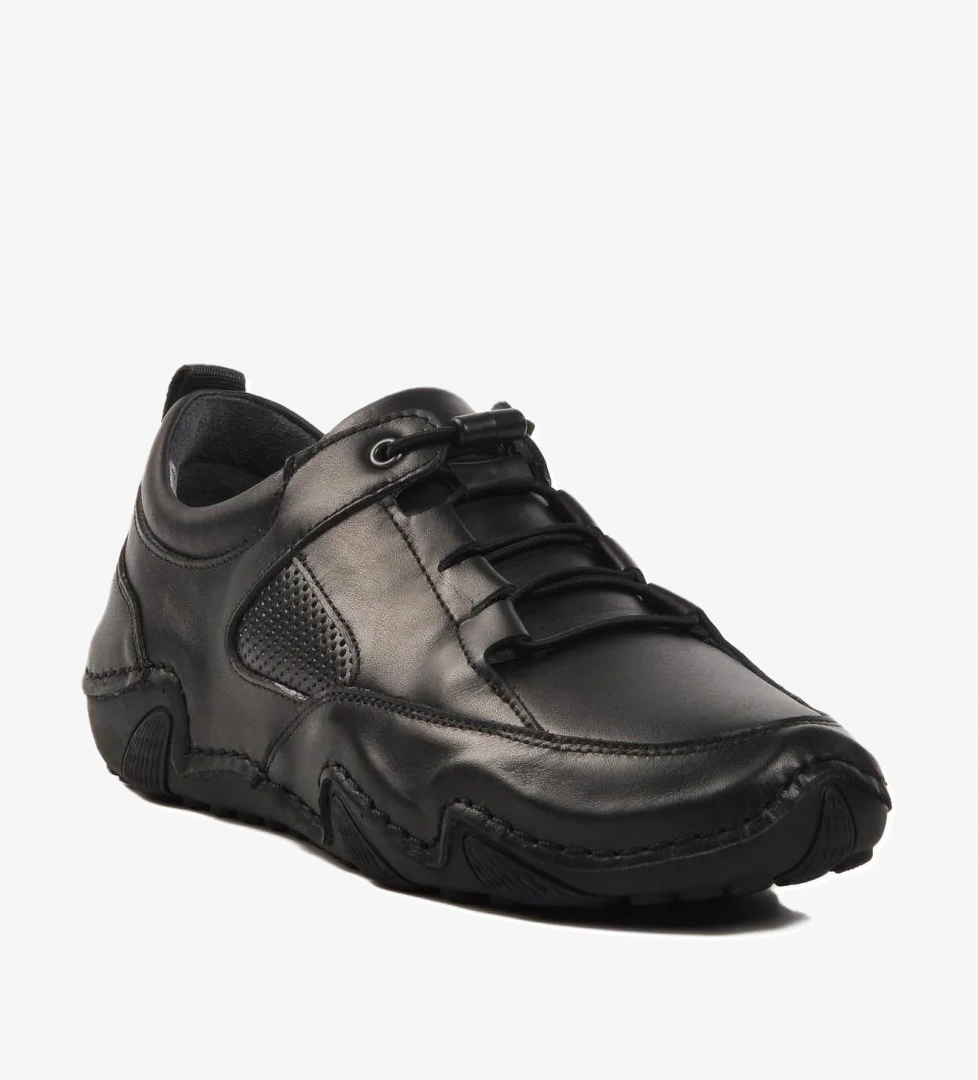 128 Z Siyah Hakiki Deri Kadın Günlük Ayakkabı