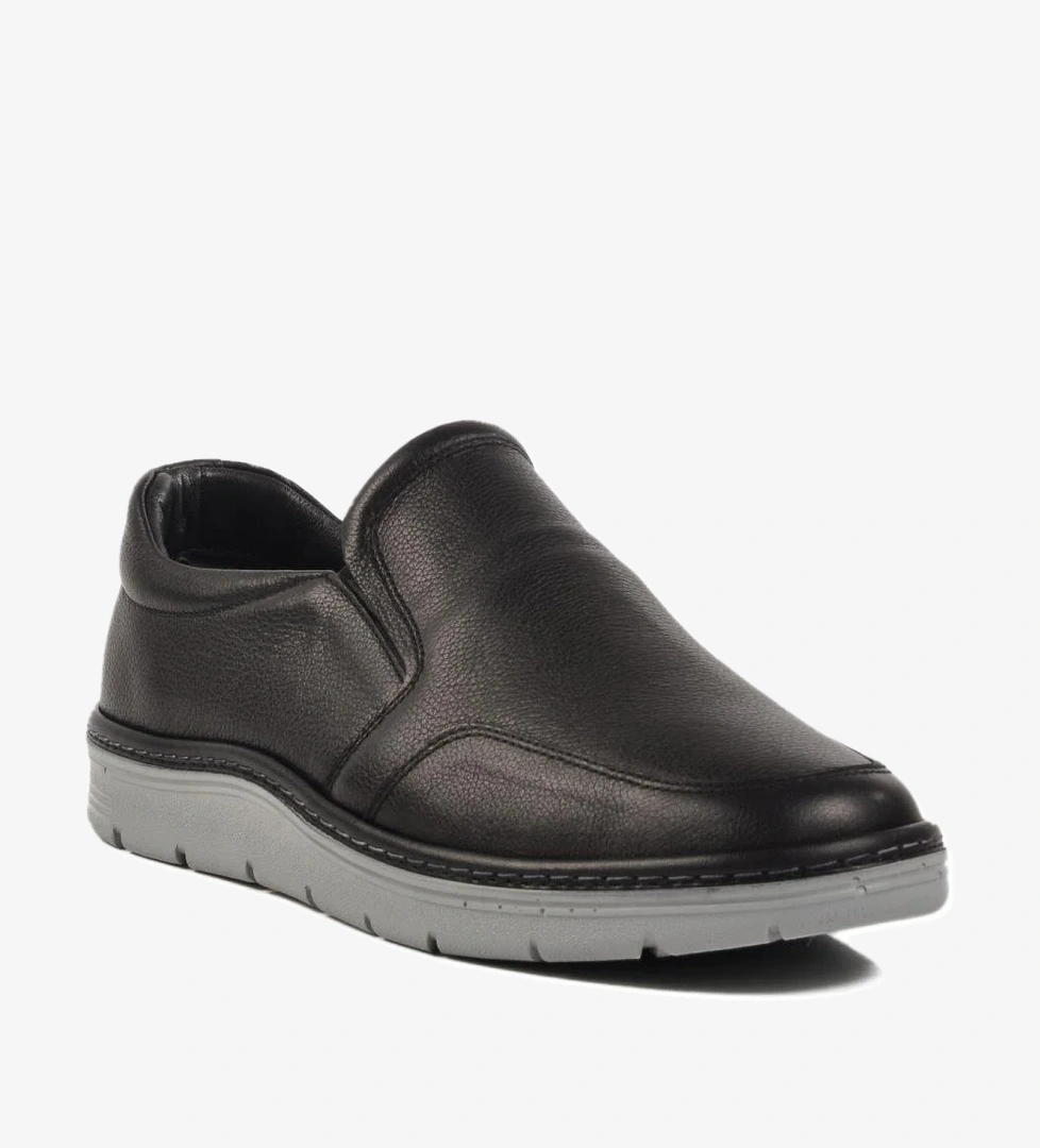 404 M Hafif Hakiki Deri Erkek Siyah Günlük Ayakkabı - Görsel 1