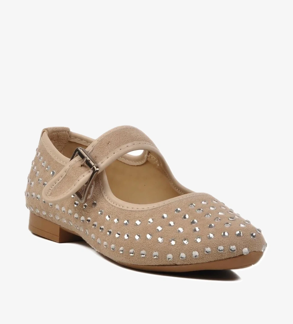 354159 Z Bej Kadın Taşlı Babet