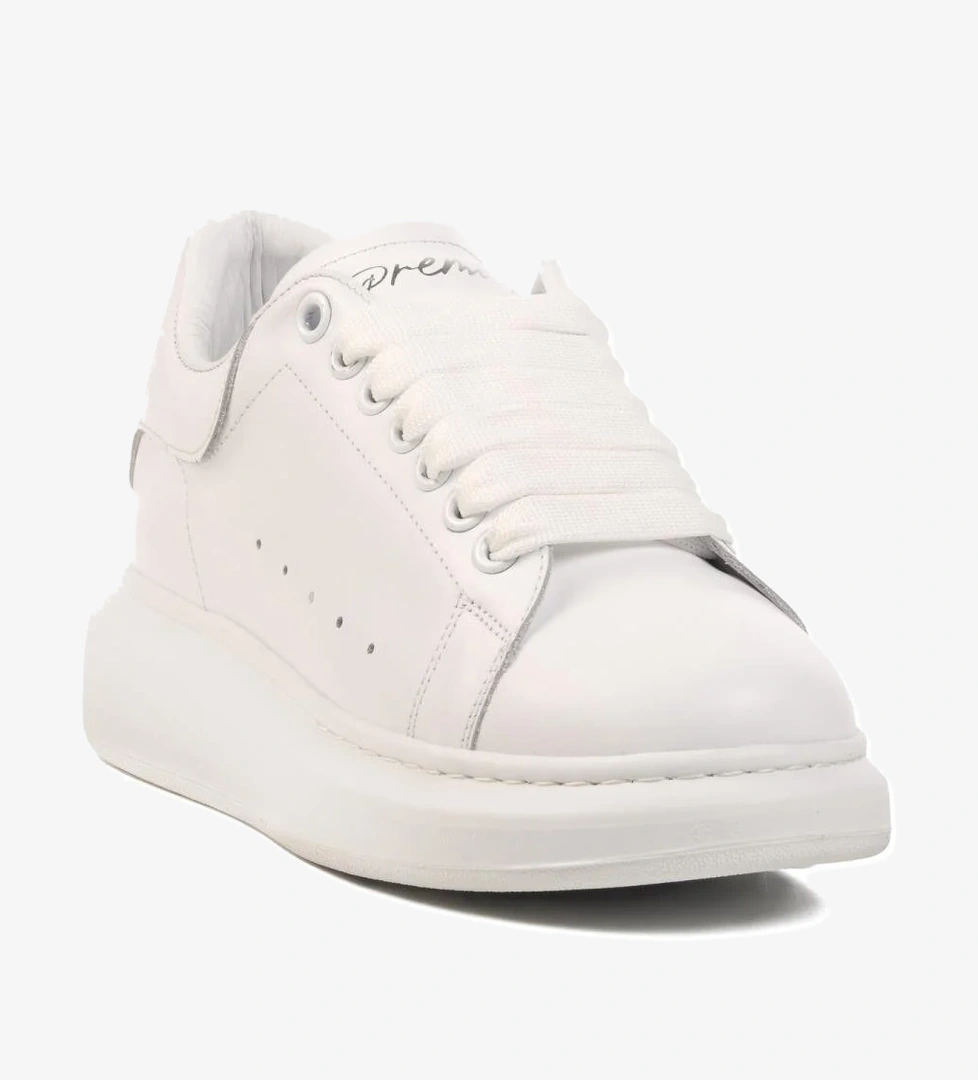 Premium 02028 M Beyaz Hakiki Deri Erkek Sneaker
