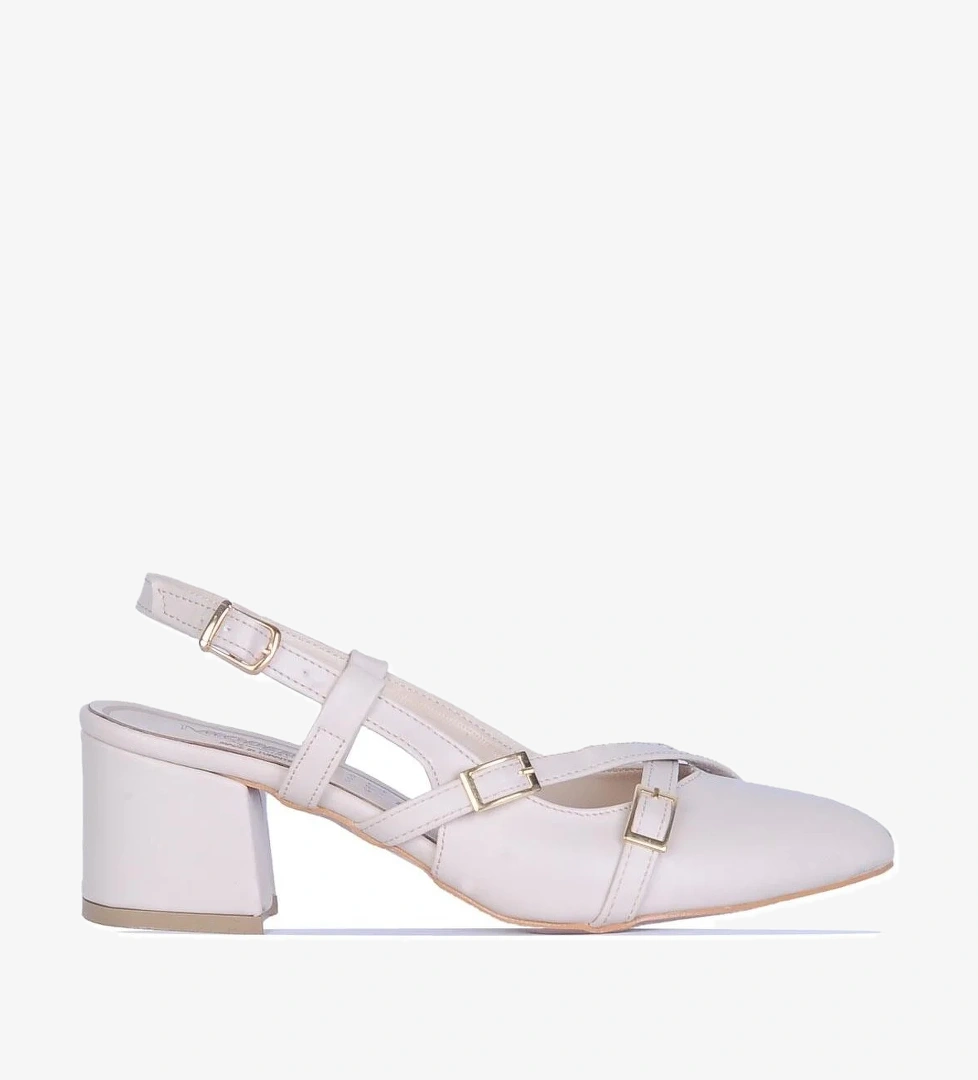 By11 Ayışığı Krem Cilt 6Cm Kadın Topuklu Ayakkabı - Görsel 1