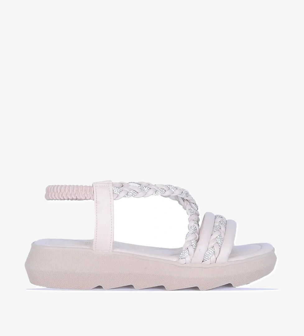 By9 Ayışığı Krem Kadın Düz Sandalet - Görsel 1