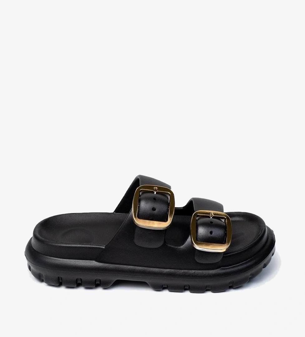 Çift Tokalı Kadın Eva Kalın Taban Terlik