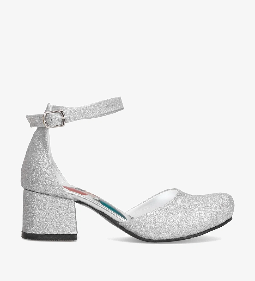 Elit YB-F-Karnıyarık-25Y Filet Kız Çocuk Klasik Topuklu Ayakkabı Gümüş