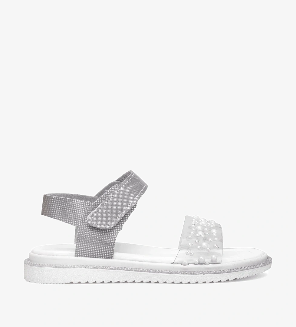 Elit ŞA-F-036-25Y Filet Kız Çocuk Düz Sandalet Gümüş