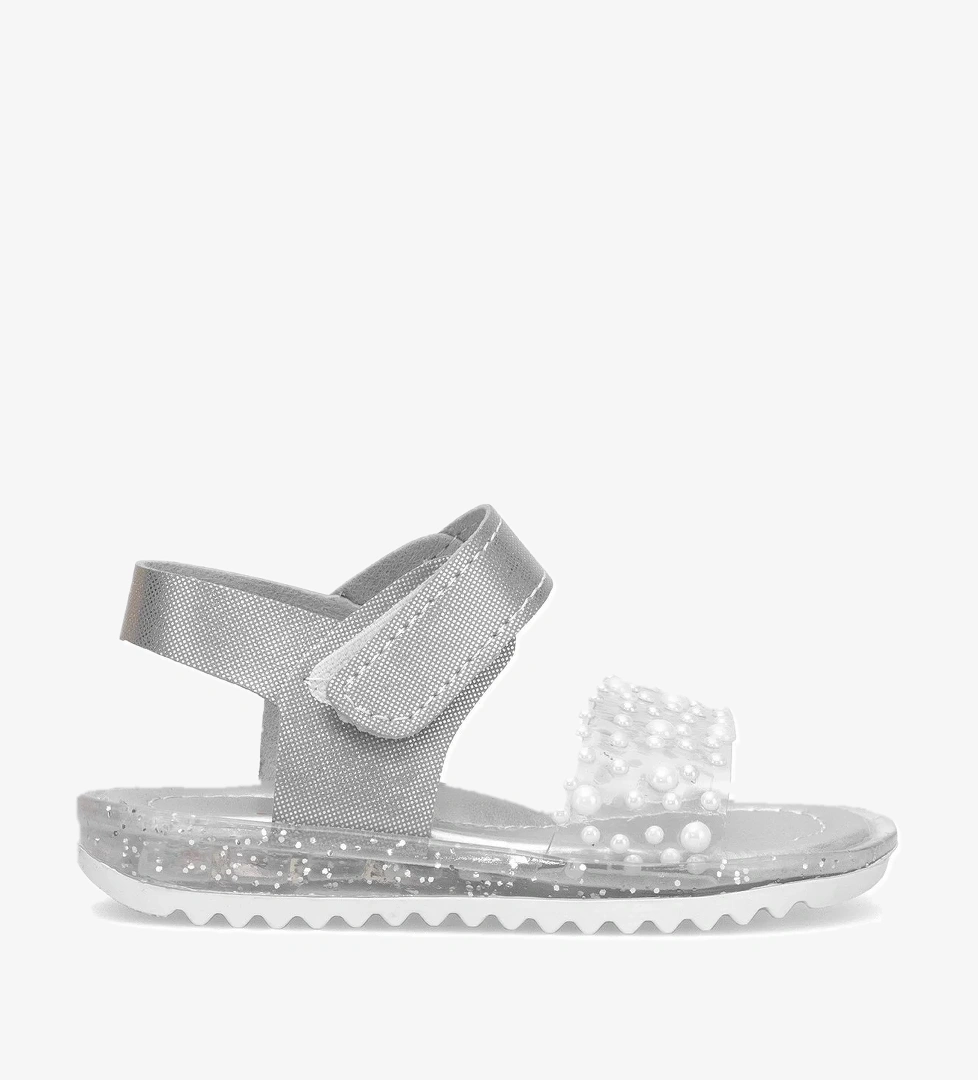 Elit ŞA-B-036-25Y Bebe Kız Çocuk Düz Sandalet Gümüş