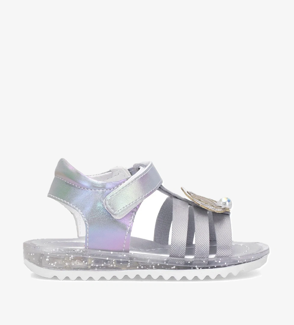 Elit ŞA-B-034-25Y Bebe Kız Çocuk Düz Sandalet Gümüş