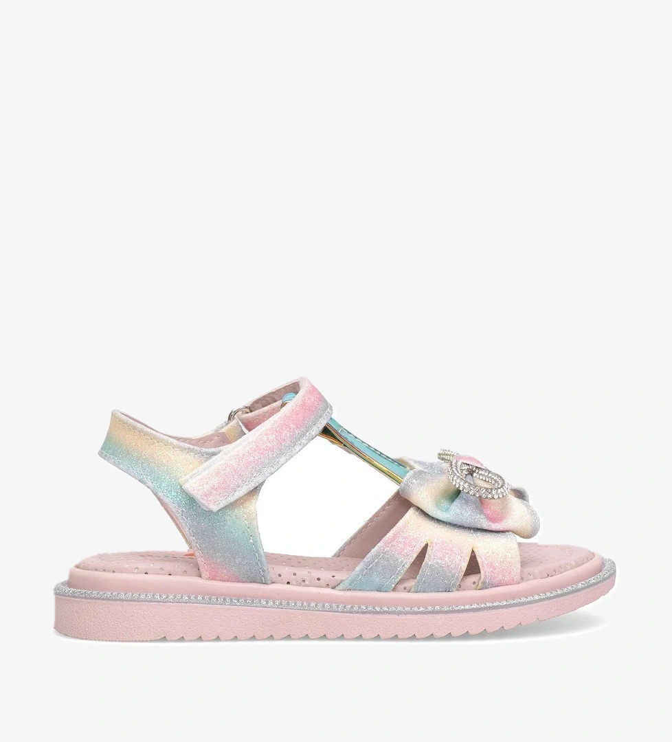 Ayakkabı Fuarı Elit J-p-600-25y Patik Kız Çocuk Düz Sandalet Beyaz Gökkuşağı model görseli