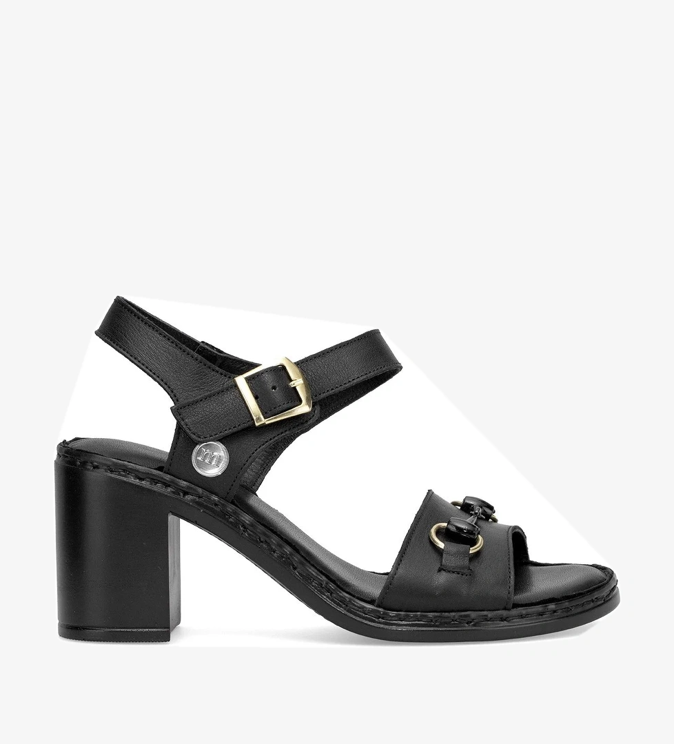 D25YS-2420 Kadın Hakiki Deri Topuklu Sandalet Siyah - Görsel 1