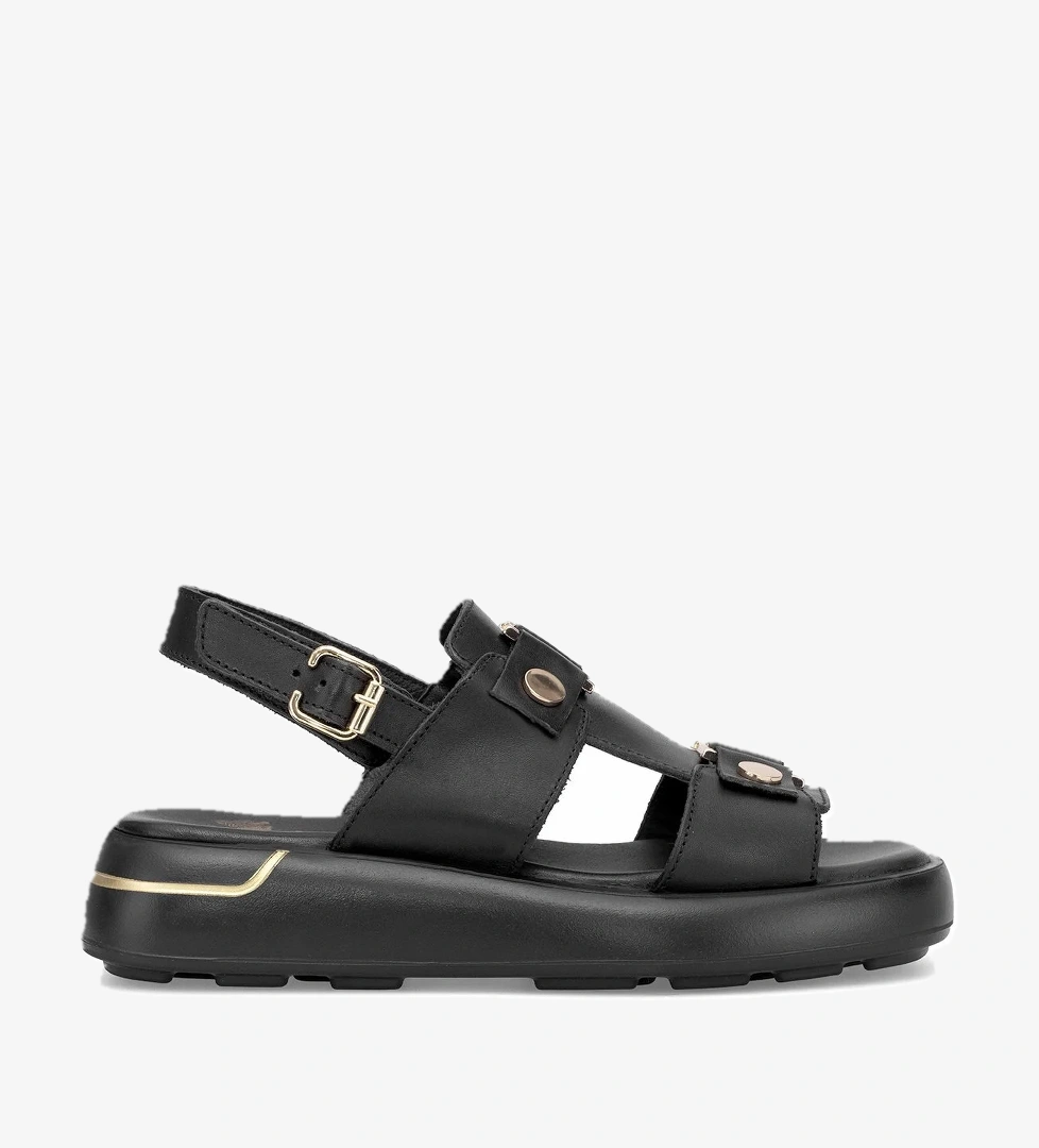 25440007Y Kadın Hakiki Deri Düz Sandalet Siyah