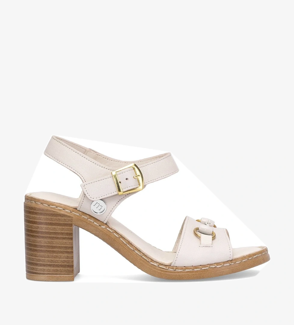 D25YS-2420 Kadın Hakiki Deri Topuklu Sandalet Kemik