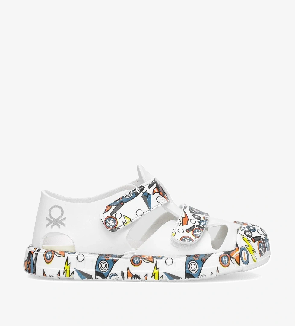 Benetton BN-1410 Patik Erkek Çocuk Düz Sandalet Beyaz - Mavi model görseli