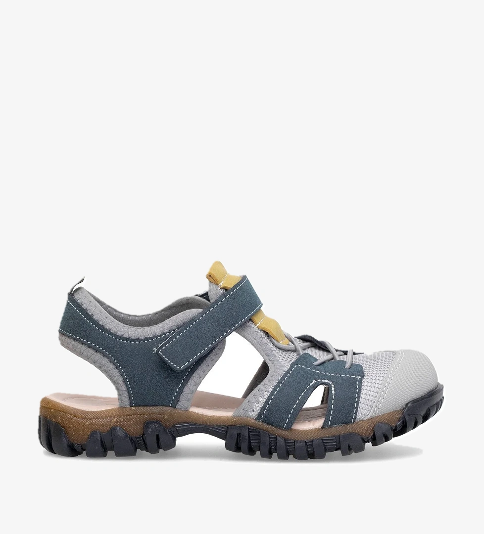 Elit ŞA-P-041-25Y Patik Erkek Çocuk Düz Sandalet Lacivert - Gri