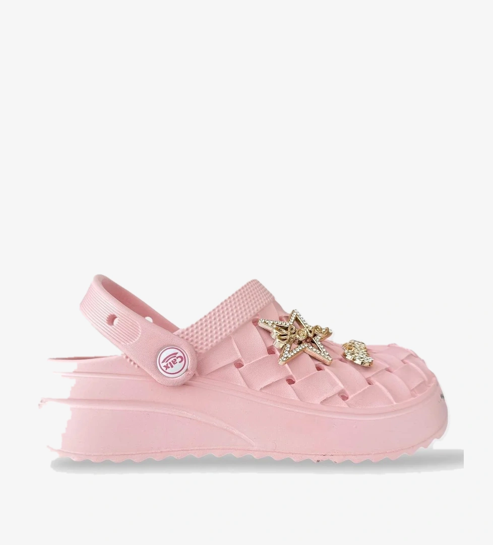 Kadın Taşlı Comfort Hafif Yüksek Taban Yazlık Sandalet Terlik PUDRA