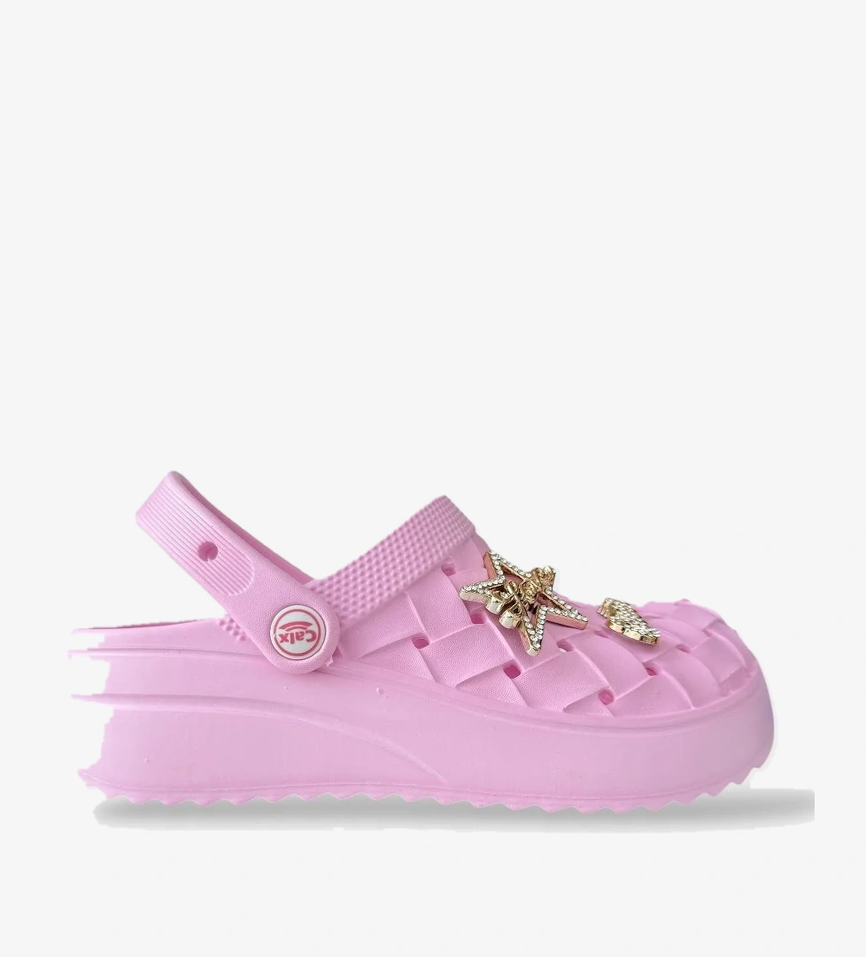 Kadın Taşlı Comfort Hafif Yüksek Taban Yazlık Sandalet Terlik PEMBE