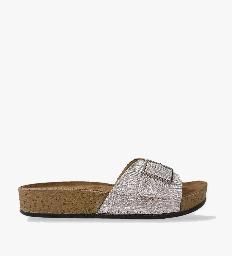 Kadın Günlük Terlik Ayarlanabililr Tokalı Şık Ortopedik Yazlık Ev Plaj Tatil Terliği GÜMÜŞ - Görsel 1