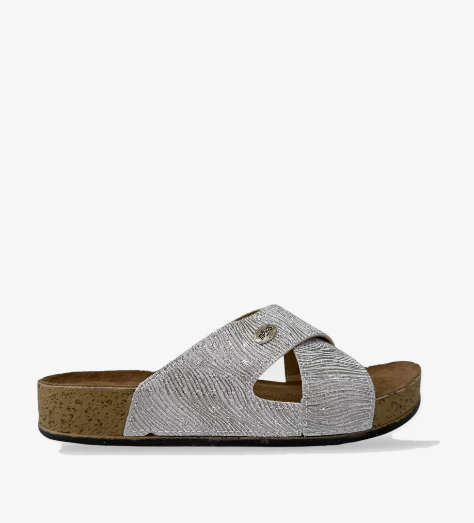 Kadın Günlük Terlik Çapraz Şık Ortopedik Yazlık Ev Plaj Tatil Terliği GÜMÜŞ - Görsel 1