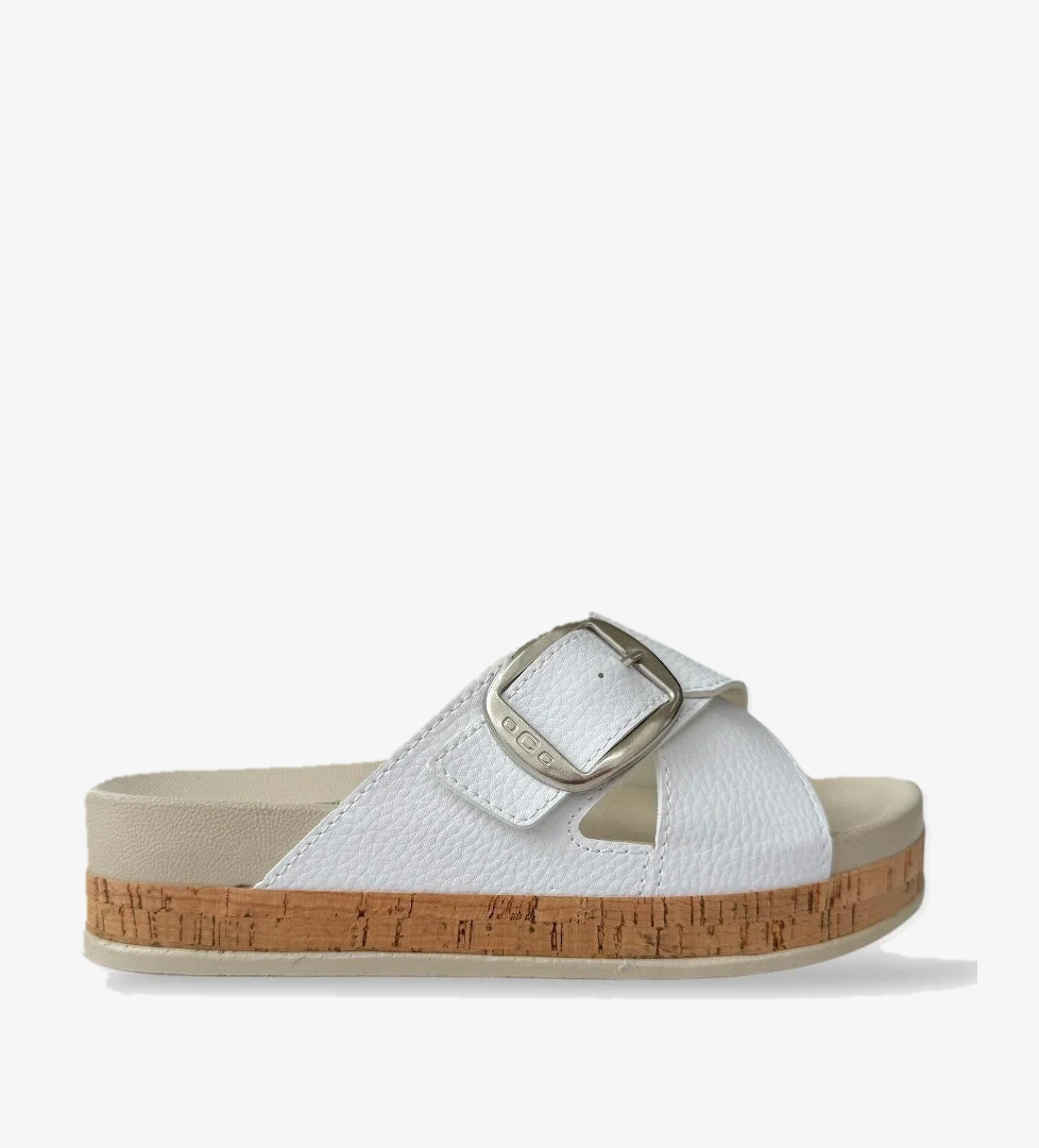 Kadın Günlük Terlik Kalın Taban Tokalı Çapraz Rahat Şık Yazlık Ev Plaj Tatil Terliği BEYAZ