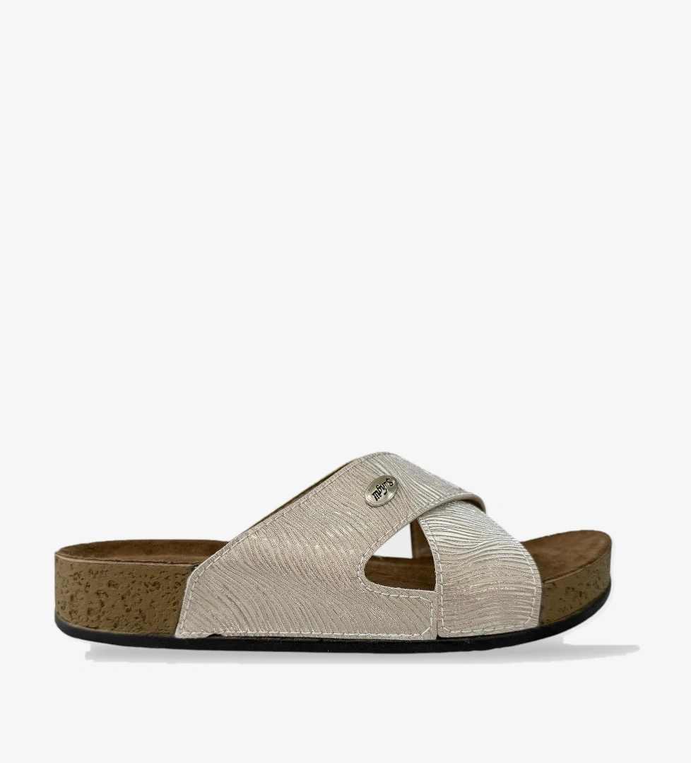 Kadın Günlük Terlik Çapraz Şık Ortopedik Yazlık Ev Plaj Tatil Terliği ALTIN