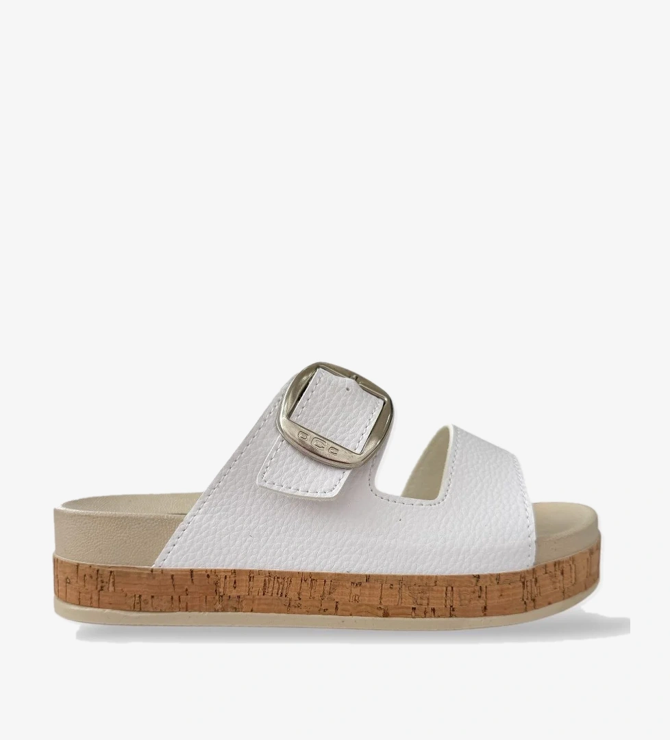 Kadın Günlük Terlik Kalın Taban Tokalı Rahat Şık Yazlık Ev Plaj Tatil Terliği BEYAZ