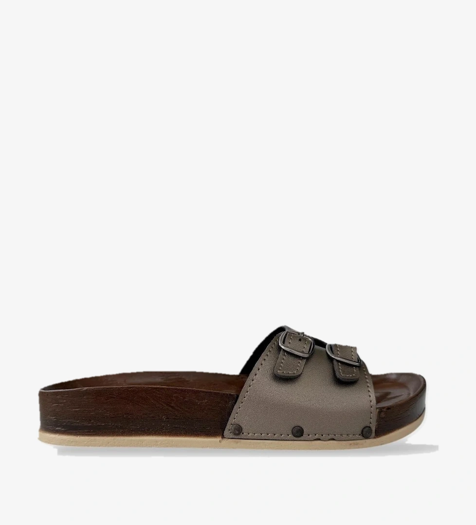 Kadın Günlük Terlik Ayarlanabilir Çift Bant Şık Ortopedik Yazlık Ev Plaj Tatil Terliği PLATİN - Görsel 1