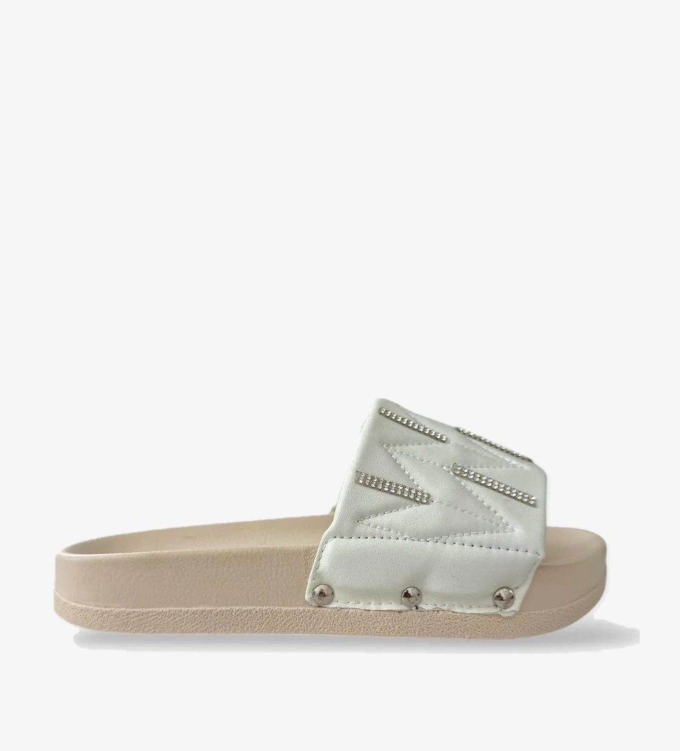 Kadın Günlük Terlik Yumuşak Hafif Taban Şık Ortopedik Yazlık Ev Plaj Tatil Terliği BEYAZ - Görsel 1