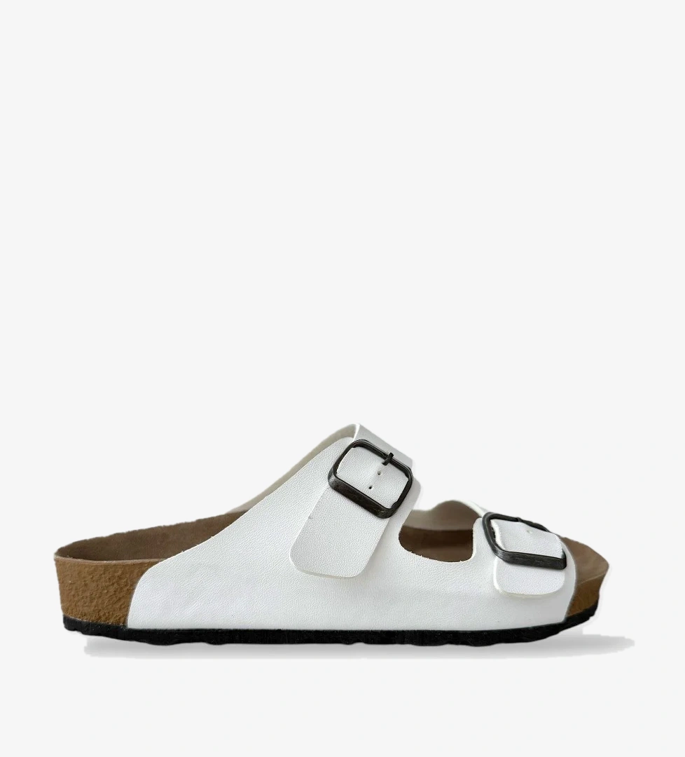 Liger Unisex Çift Tokalı Ortopedik Terlik Si̇yah Beyaz model görseli