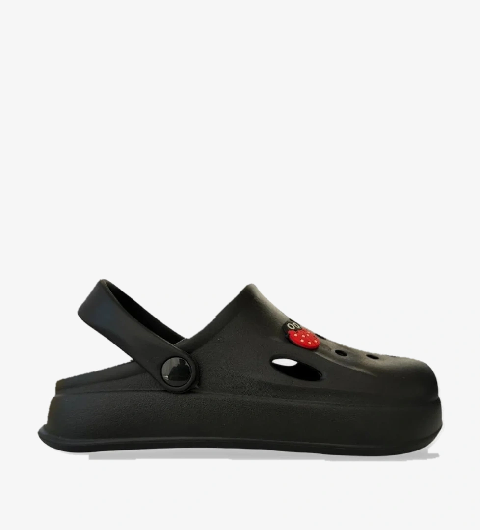 Kadın Comfort Uğur Böceği Tokalı Medikal Hemşire Sabo Terlik SİYAH - Görsel 1