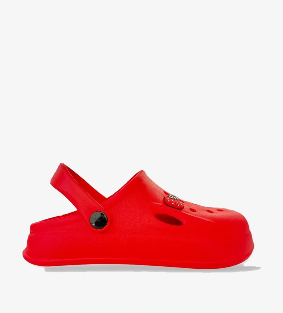 Kadın Comfort Uğur Böceği Tokalı Medikal Hemşire Sabo Terlik KIRMIZI