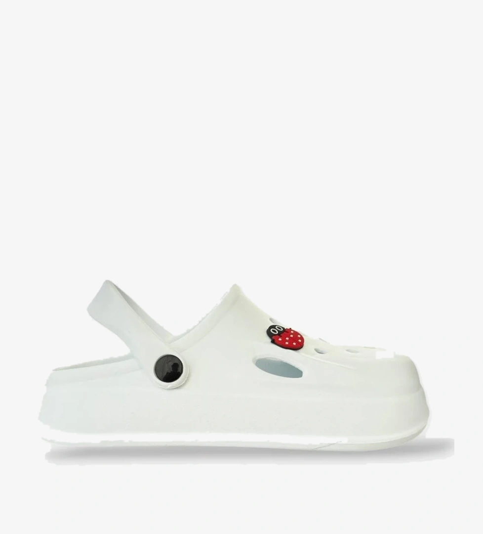 Kadın Comfort Uğur Böceği Tokalı Medikal Hemşire Sabo Terlik BEYAZ