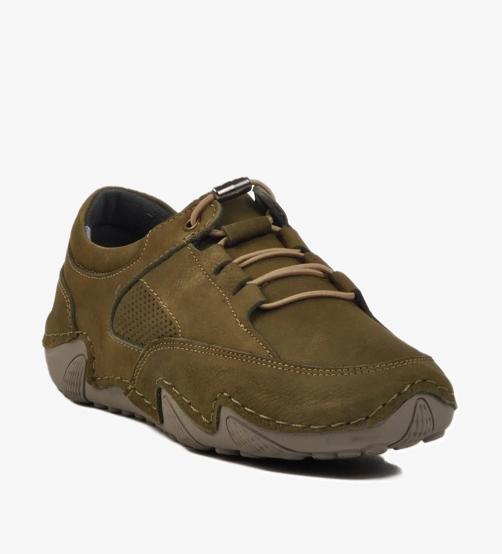 128 Z Haki Nubuk Hakiki Deri Kadın Günlük Ayakkabı