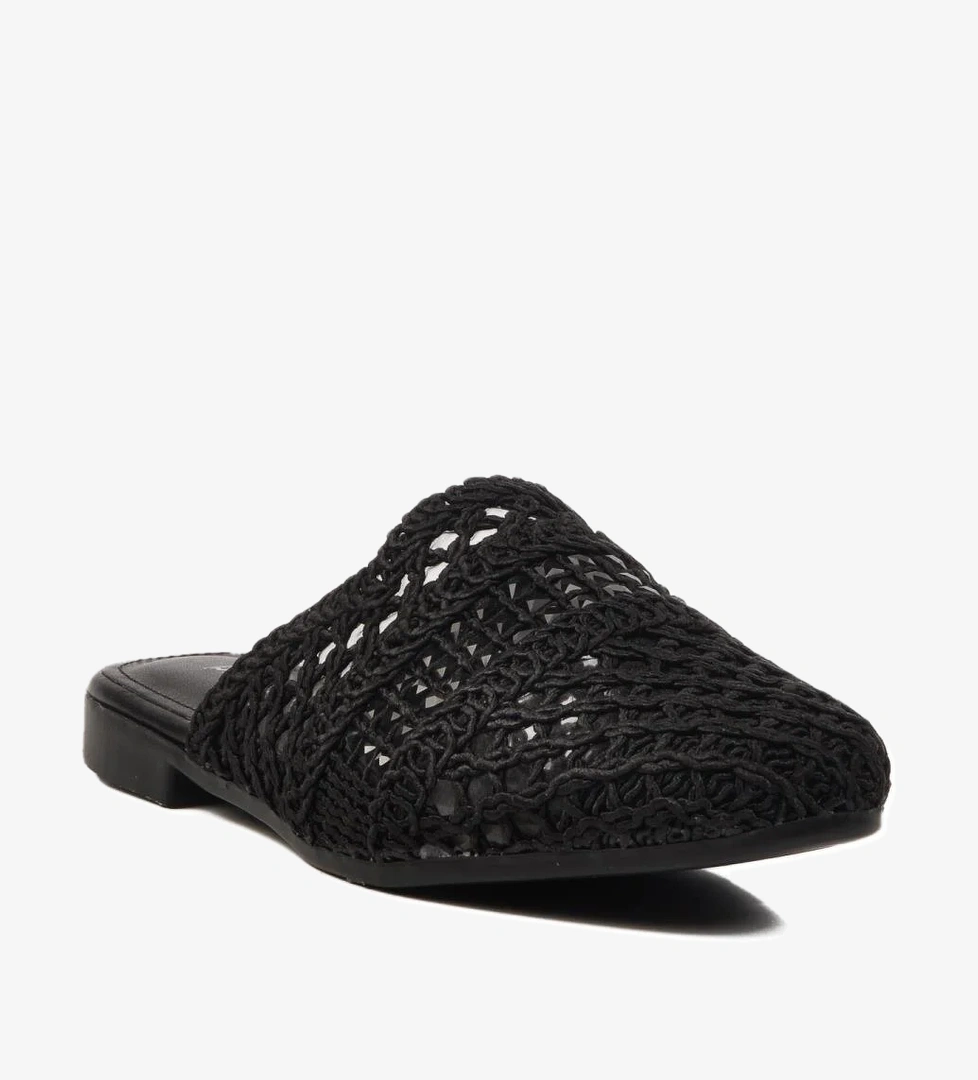 PC-54712 Z Siyah Hasır Örgü Kadın Terlik