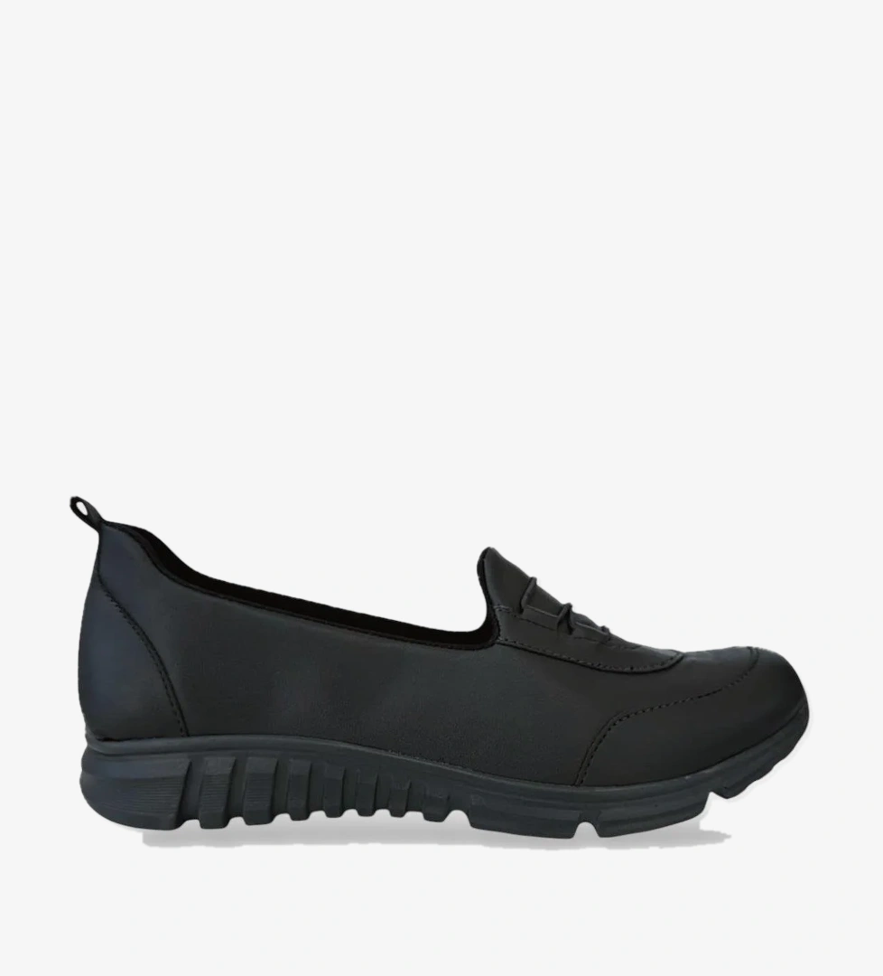 Ortopedik Kadın Yürüyüş Ayakkabısı FÜME - SİYAH