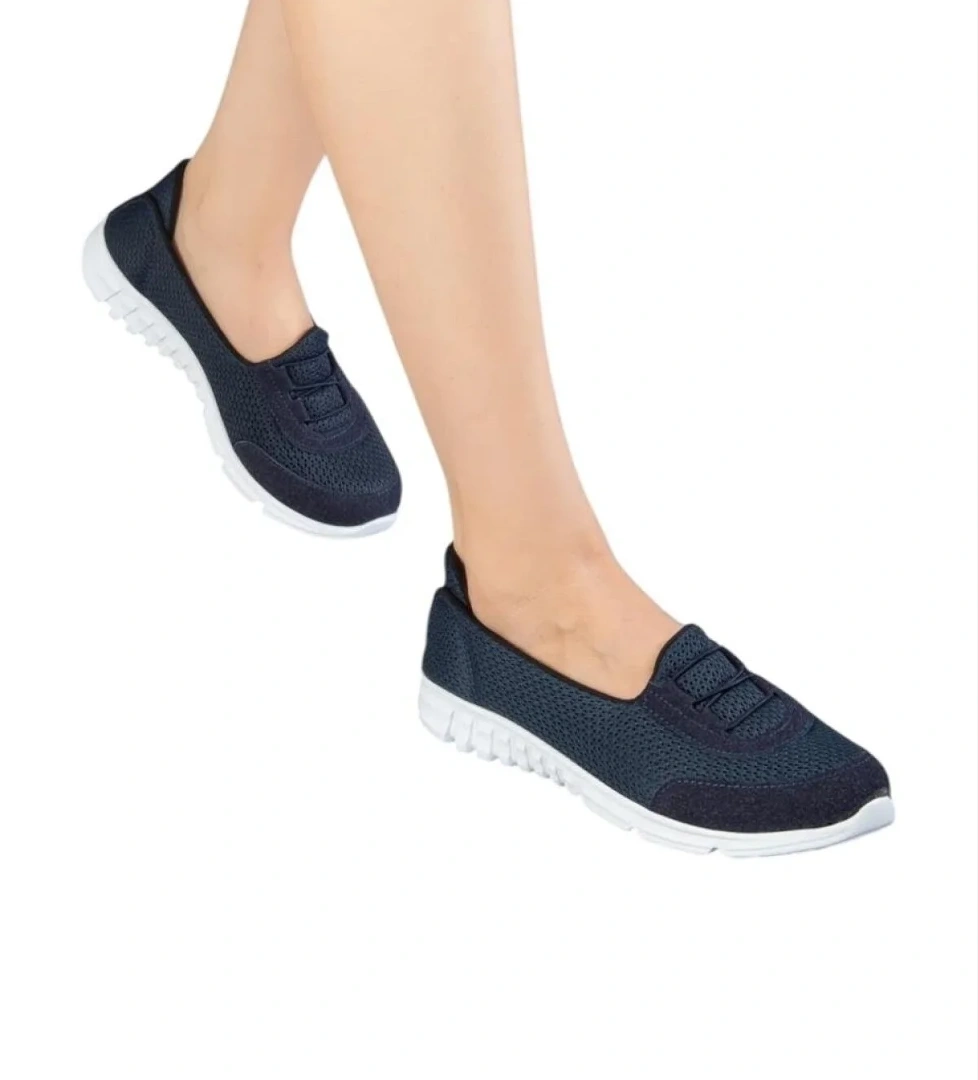 Ortopedik Kadın Yürüyüş Ayakkabısı LACİVERT - BEYAZ