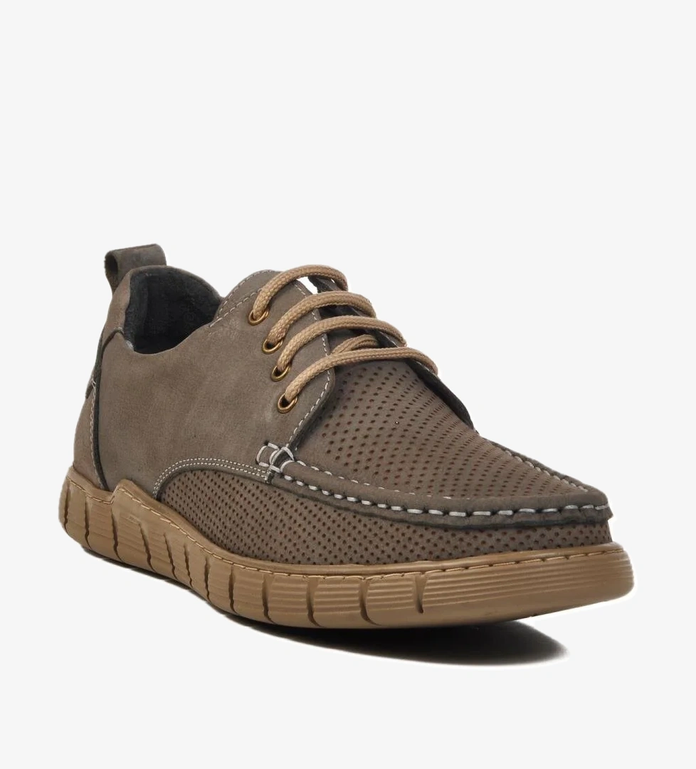 995-1 M Gri Nubuk Hakiki Deri Erkek Günlük Ayakkabı