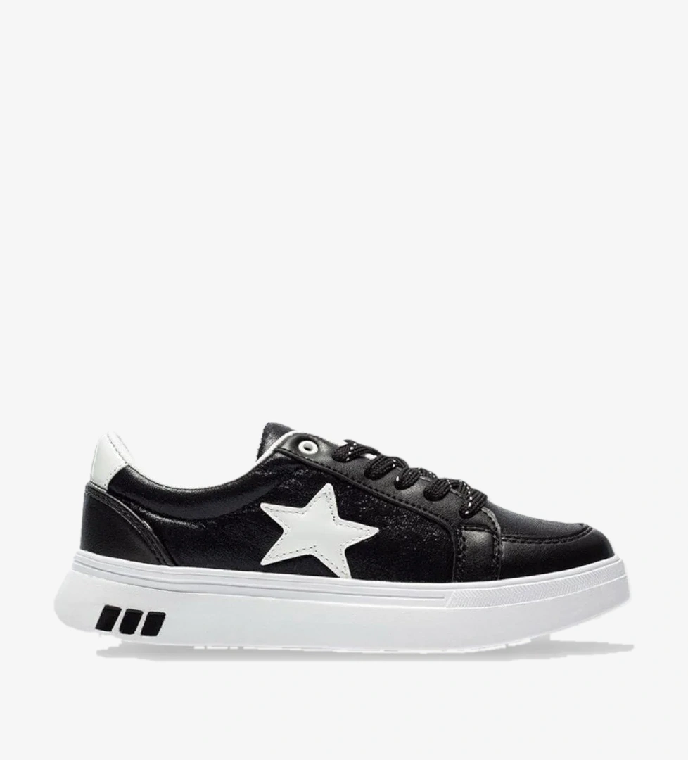 Kadın Yıldız Detay Şık Günlük Spor Sneaker Ayakkabı SİYAH - BEYAZ