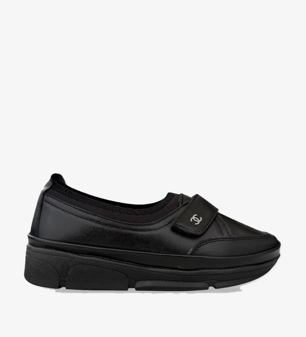 Liger Kadın Ortopedik Taban Comfort Bantlı Günlük Ayakkabı SİYAH - SİYAH model görseli