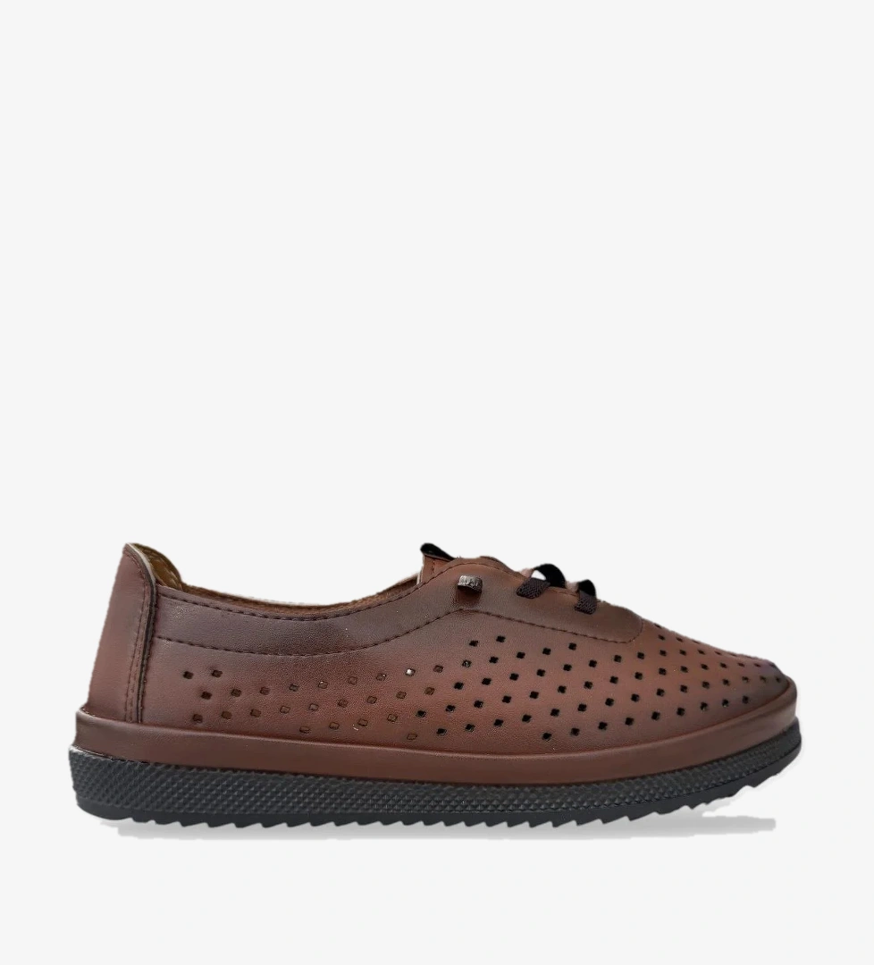 Kadın Günlük Hafif Mevsimlik Rahat Akıllı Bağcık Ortopedik Casual Ayakkabı KAHVERENGİ