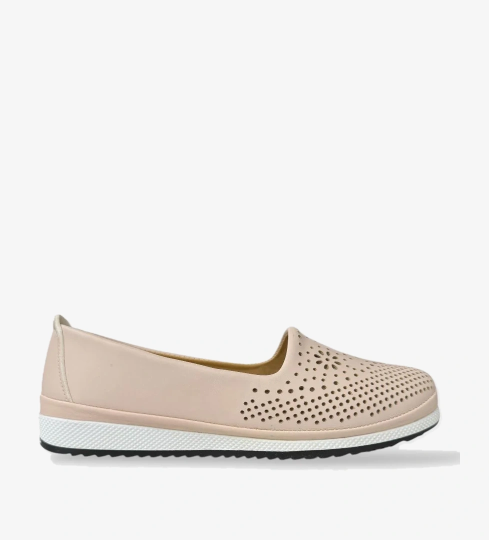 Liger Kadın Ortopedik Delikli Comfort Günlük Ayakkabı BEJ model görseli