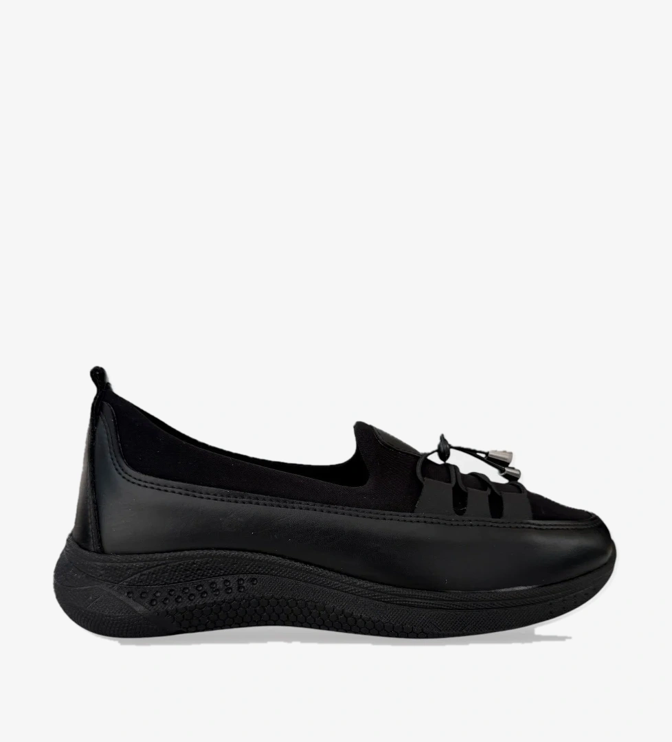 Kadın Günlük Hafif Mevsimlik Rahat Ortopedik Casual Ayakkabı SİYAH - GÜMÜŞ