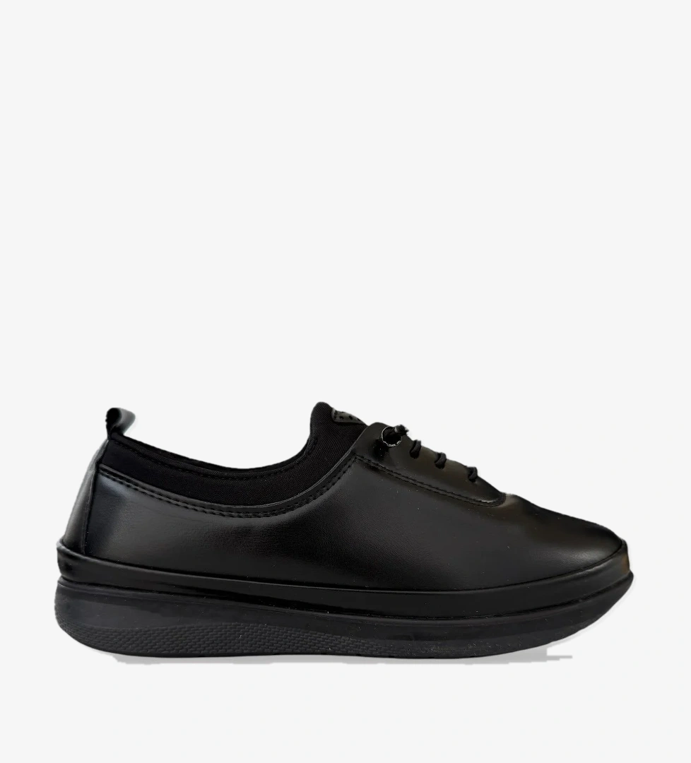 Kadın Günlük Hafif Mevsimlik Rahat Akıllı Bağcık Ortopedik Casual Ayakkabı SİYAH - SİYAH