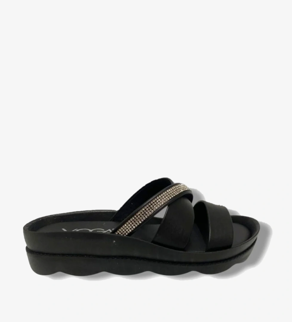 Voga 1700-184-25 Deri Anatomik Çapraz 3 Bant Taşlı Kadın Terlik model görseli